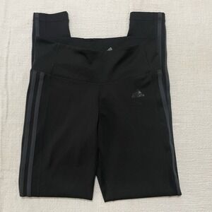ADIDAS Women's Medium Black Solid Climalite Stretch Leggings Grey Stripes EUC